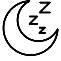 Sleep icon with a crescent moon and 'Z' symbols on a white background