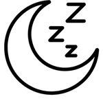 Sleep icon with a crescent moon and 'Z' symbols on a white background
