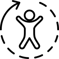 Icon of a person with a circular arrow around them symbolizing recovery