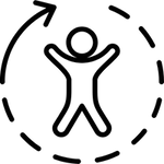 Icon of a person with a circular arrow around them symbolizing recovery