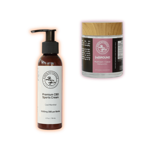 Performance Bundle THC-Free 1000mg CBD sports cream and functional mushroom brew for performance and recovery — Kyoto Botanicals