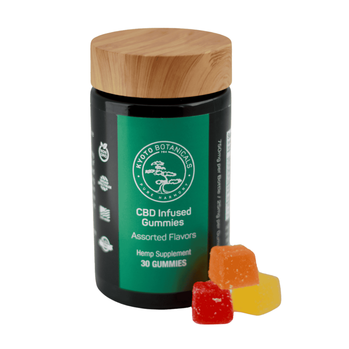 THC-Free CBD gummies — Kyoto Botanicals broad-spectrum 25 mg jar