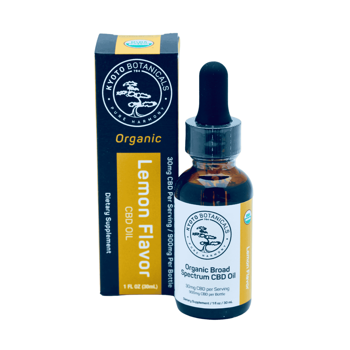 THC-Free lemon CBD oil tincture — Kyoto Botanicals USDA Organic